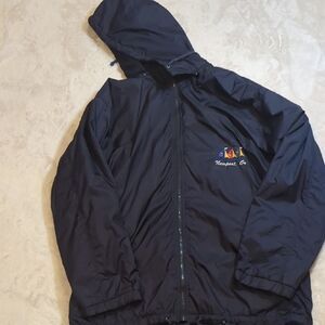 Navy Hooded Jacket with Embroidered Logo